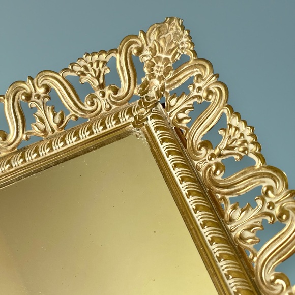 1954 Hollywood Regency Standing Mirror Vanity Display Tray 10x15” w/ Note - Picture 7 of 12